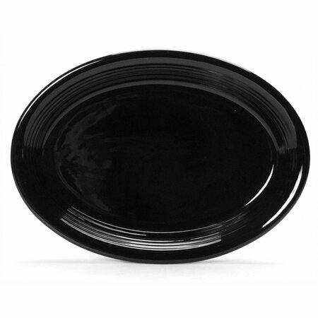 TUXTON CHINA Concentrix 9.75 in. x 7 in. Oval Platter Coupe - Black - 2 Dozen CBH-0962